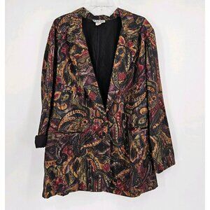 Michael Taylor Womens Sz 2X Y2K Multicolor Abstract Artsy Lined Blazer